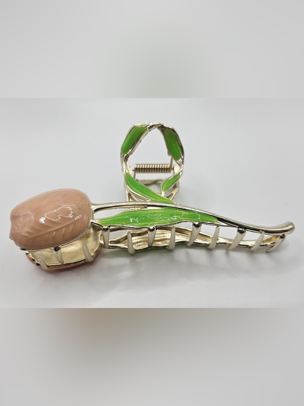 Green Enamel Leaf Hair Claw Clip - Fashion Women Jewelry